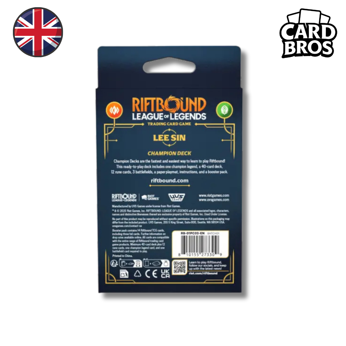Deck de champion Riftbound: League of Legends TCG Origins : Lee Sin (EN)