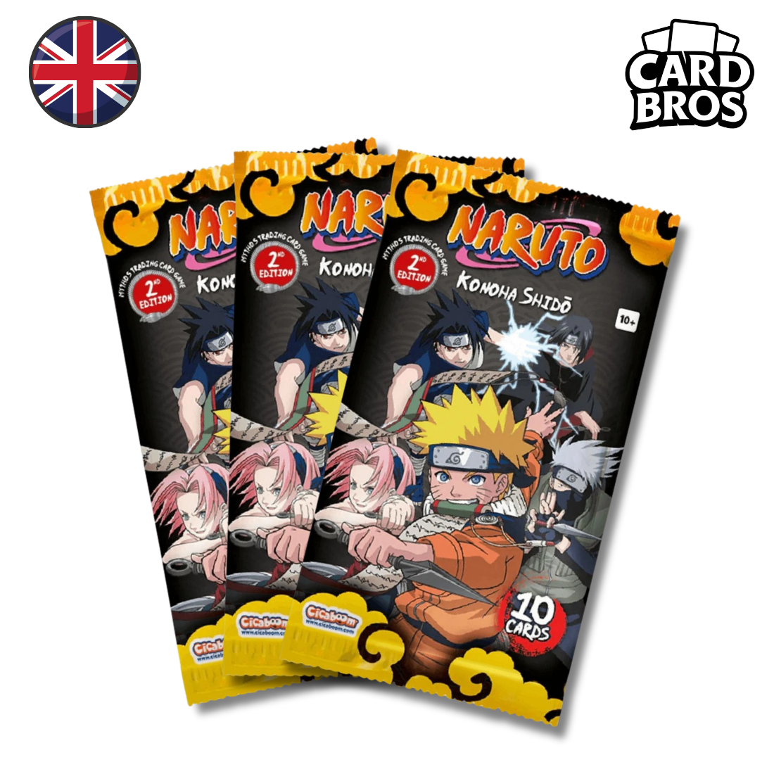 Lot de 3 Boosters | Naruto Mythos TCG | 1er chapitre : Konoha Shidō | 2° Édition (EN)