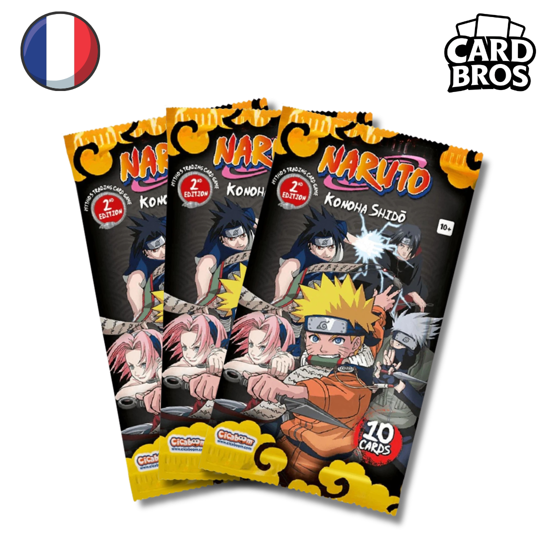 Lot de 3 Boosters | Naruto Mythos TCG | 1er chapitre : Konoha Shidō | 2° Édition (FR)