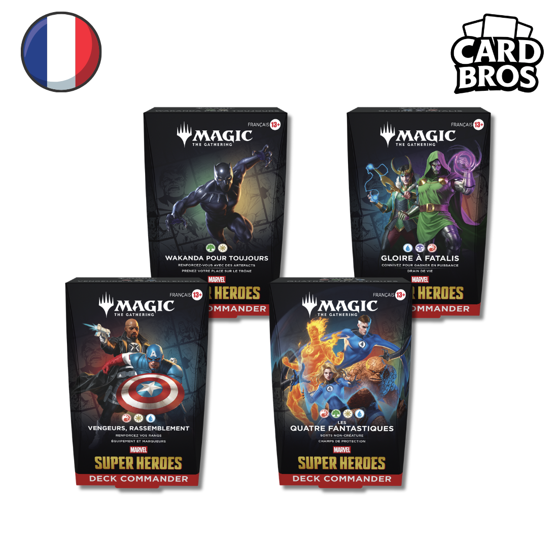 Lot de 4 Decks Commander Magic: The Gathering | MARVEL SUPER HEROES (FR)