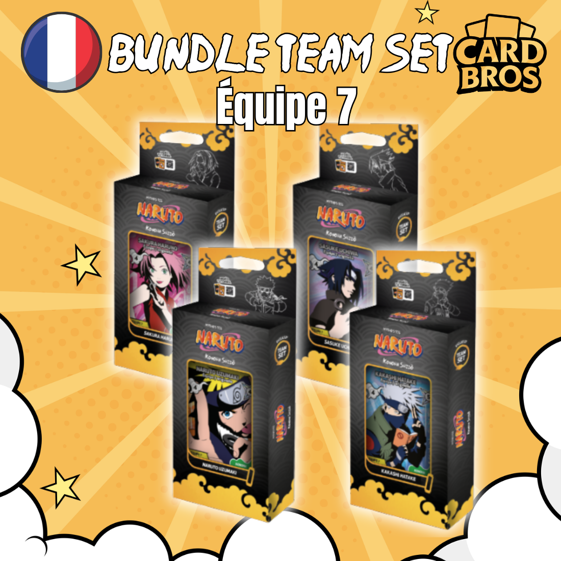 PRECOMMANDE - Bundle Team Set Equipe 7 | Naruto Mythos TCG | 1er chapitre : Konoha Shidō | 2° Édition (FR)
